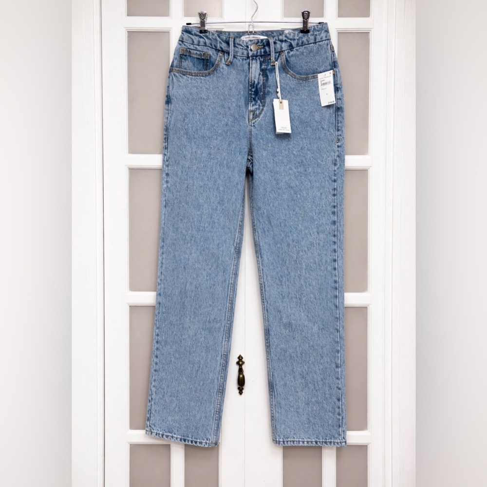 Good American Straight Crop Jeans Light Wash High Rise NWT Size 00 Cotton